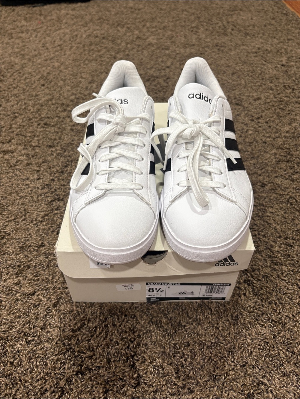 adidas White Sneakers with Black Three-Stripes